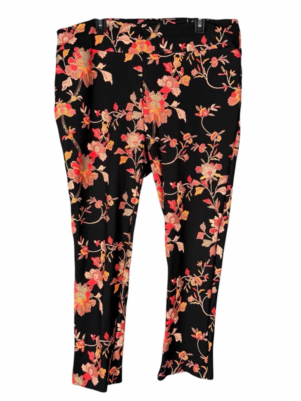 Soft Surroundings Ponte Pants Size 1X Black Floral Straight Leg Ankle Pull On - Picture 6 of 6